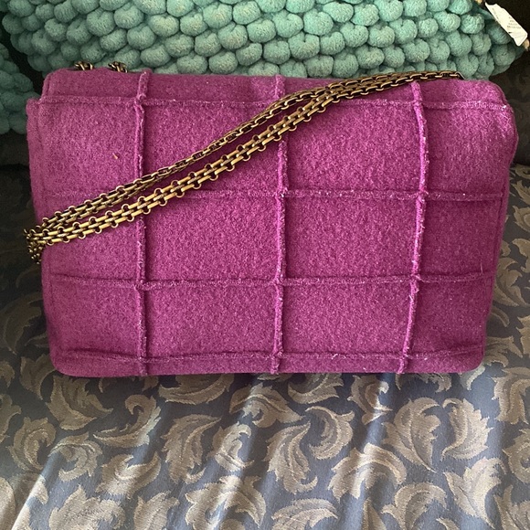 Authentic Chanel Classic flap Paneled Chocolate Bar Wool Jumbo Mademoiselle bag - Picture 6 of 16